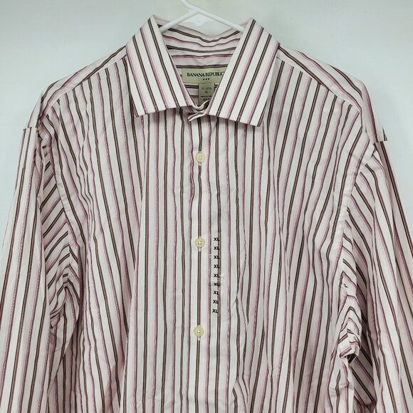 NWT Banana Republic Purple and Pink Striped Collared Dress Shirt Size XL - Picture 9 of 10
